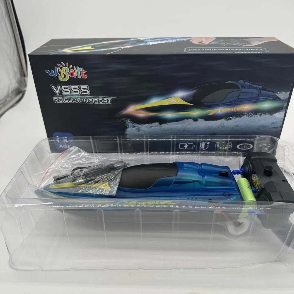 Wisairt‎ V555 RC Glowing Boat 2.4GHz Remote Control LED Waterproof Open Box New